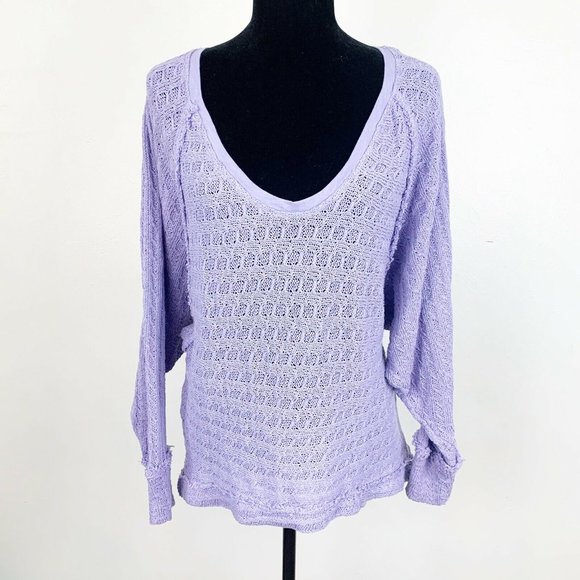 Free People Tops - Free People Lavender Knit V Neck Thien's Hacci Top